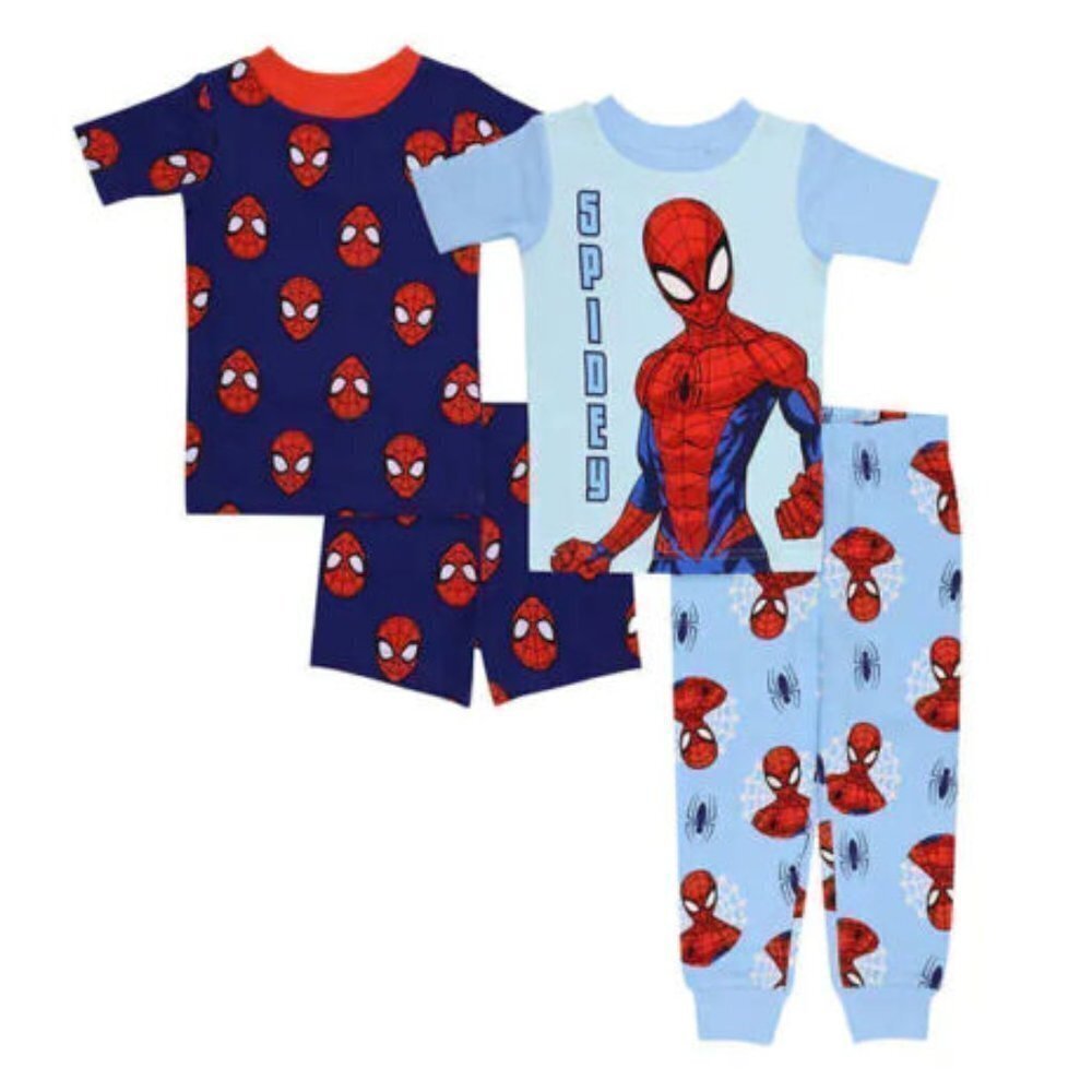 NWT - Spiderman Kids' 4-piece Cotton Pajamas - Size 2T